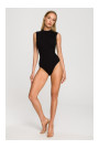 M697 High neck sleeveless bodysuit - black