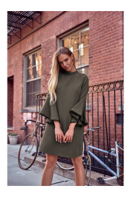 M698 A līnijas kleita ar eņģeļa piedurknēm - haki krāsā