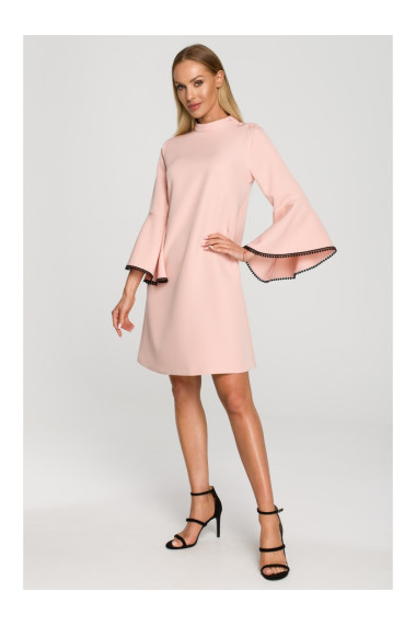 M698 A līnijas kleita ar eņģeļa piedurknēm - pulverveida