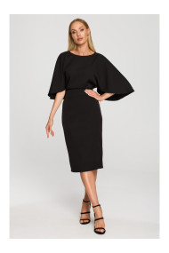 M700 Apmetņa kleita ar kimono piedurknēm - melna