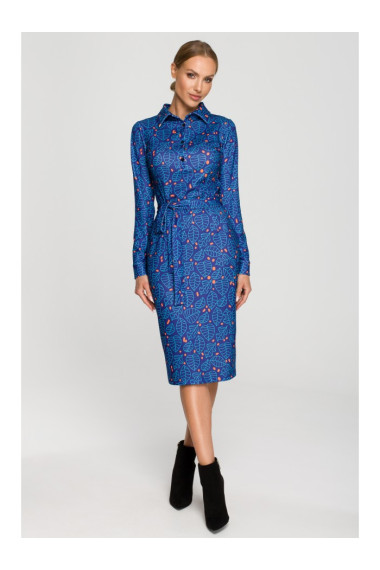 M706 Apmetņa kleita ar apdruku un apkakli - 1. modelis