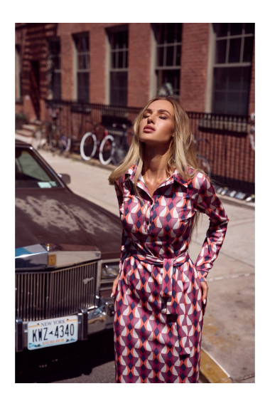 M706 Apmetņa kleita ar apdruku un apkakli - 2. modelis