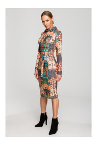 M706 Apmetņa kleita ar apdruku un apkakli - 3. modelis