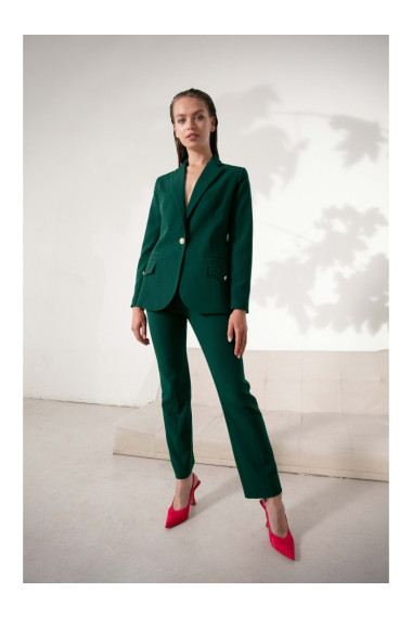 K141 Žakete ar dubultām atlokāmām kabatām - pudeles zaļš