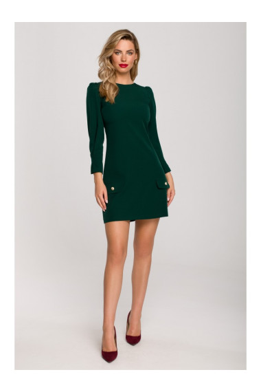 K148 Trapecveida kleita - pudeles zaļa