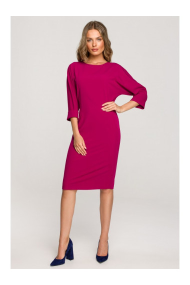 S324 Svīteru piedurknēm apšūta kleita - plūmju krāsā