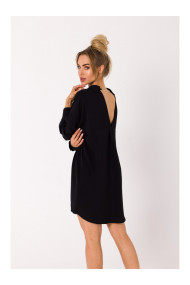 M740 Kreklu kleita ar dekoratīvu ķēdīti - melna