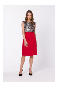 S343 A līnijas svārki ar ietīšanas detaļu - sarkani