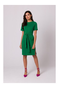 B263 Kokvilnas kleita ar kabatām - zaļa