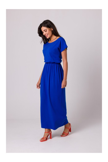B264 Maksi kleita ar elastīgu vidukli - karaliski zila