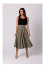 B265 Svārki ar augstu jostasvietu - olīvu krāsā