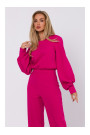 M754 Jumpsuit ar dekoratīvām piedurknēm - fuksijas krāsā