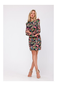 M756 Apdrukāta kleita ar modelējošām šuvēm - 2. modelis