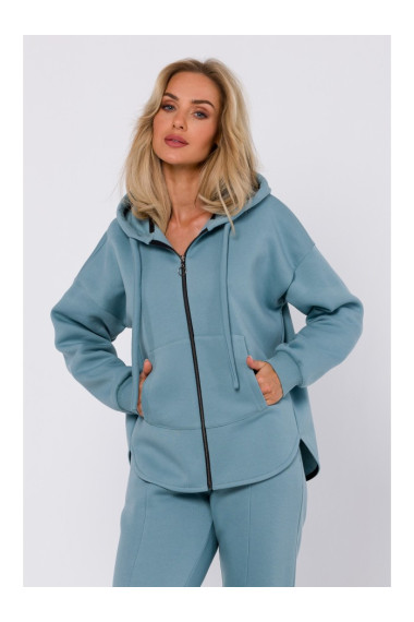 M761 Aizdares jaka ar rāvējslēdzēju un kenguru kabatu - agaves krāsā