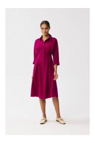 S351 Kreklu kleita ar pogām priekšpusē - plūmju krāsas