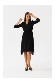 S354 Daudzslāņaina šifona kleita - melna