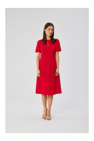 S361 Svītera kleita ar plisēm sānos - sarkana
