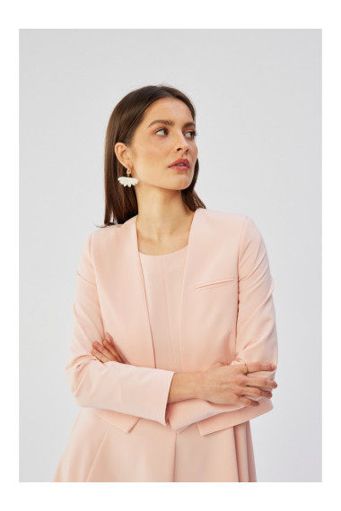 S368 Atvērtā priekšpusē piegriezts bleizers - pūderkrāsains