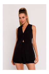 M776 Svīteris bez piedurknēm ar vienu pogu - melns