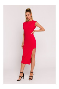 M787 Kāju izgriezuma cauruļu kleita - sarkana