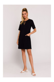 M788 Trapecveida kleita ar priekšējām kabatām - melna