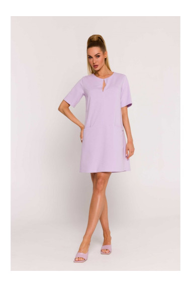 M788 Trapecveida kleita ar priekšējām kabatām - violeta