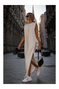 M790 Maksi kleita ar plecu polsterējumu - krēmkrāsaina