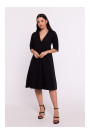 B280 Kleita ar V veida izgriezumu un trapecēm - melna