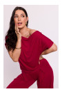 B287 Augšdaļa no viskozes ar izgriezumu bez plecu daļā - bordo krāsā