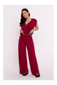 B289 Viskozes bikses ar elastīgu jostu - bordo krāsā