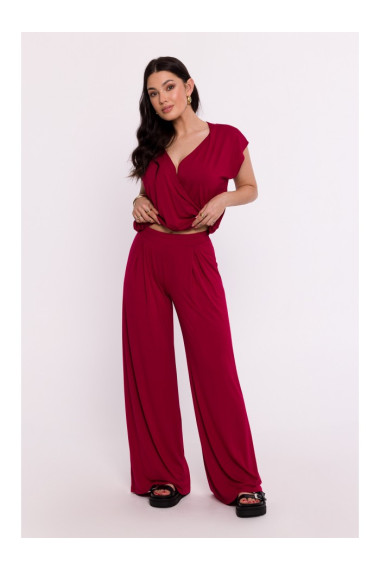 B289 Viskozes bikses ar elastīgu jostu - bordo krāsā