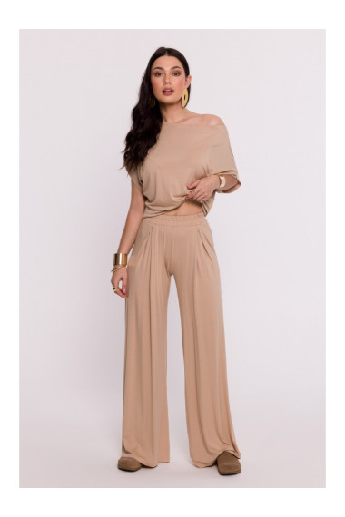 B289 Viskozes bikses ar elastīgu jostu - kapučīno krāsā