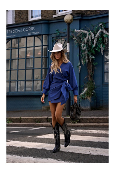 M802 Mini apmetuma kleita ar kaklasaiti - zila