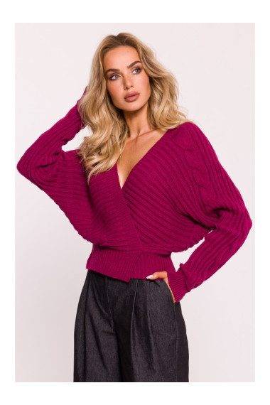 M809 Apcirpts džemperis ar V veida kakla izgriezumu - rozā krāsā