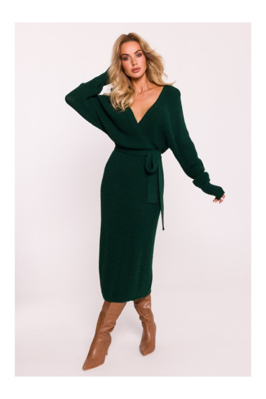 M810 Džempera kleita ar V veida kakla izgriezumu - zaļa