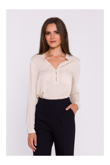 S375 Blūze ar garām piedurknēm - smilškrāsas krāsā