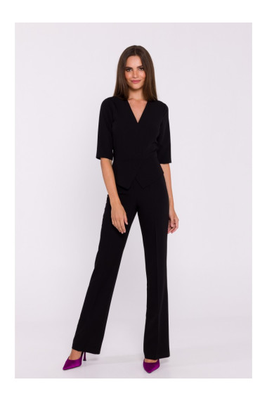 S377 Peplum kombinezons - melns