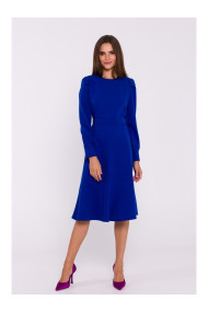 S378 Plandīta kleita ar jostu - karaliski zila