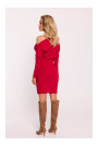 M818 Trikotāžas kleita ar krītošiem pleciem - sarkana