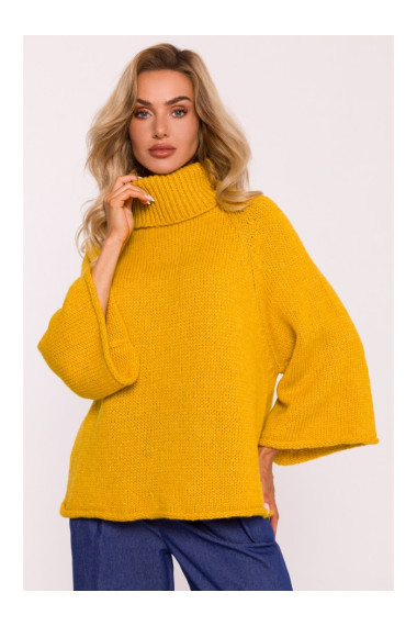 M822 Džemperis ar augstu apkakli - medus