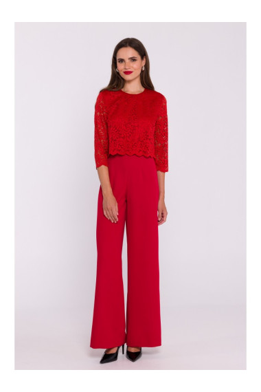 S381 Kombinezons ar mežģīņu detaļām - sarkans