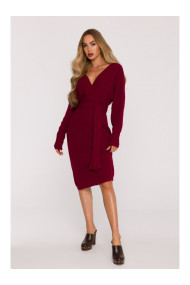 M810 Džempera kleita ar V veida kakla izgriezumu - bordo krāsā