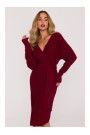 M810 Džempera kleita ar V veida kakla izgriezumu - bordo krāsā