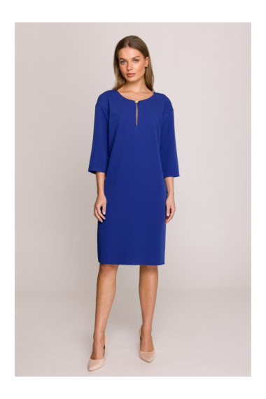 S394 Atpūtas kleita ar atslēgas cauruma izgriezumu - karaliski zila