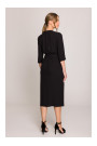 S396 Vidēja garuma kleita ar ietinamu detaļu - melna