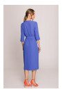 S396 Vidēja garuma kleita ar ietinamu detaļu - zila