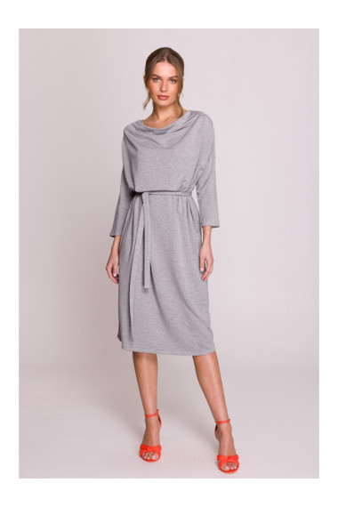 S403 Oversize adīta kleita - pelēka