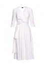 S404 Fit and flare knit dress with a tie belt - ecru