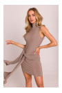 M841 Tie front mini dress - beige