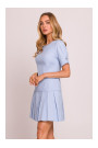 M842 Denim dress with pleats - light blue